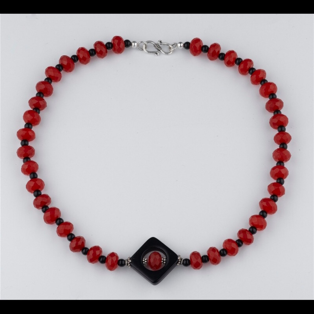 Ruby And Onyx Handcrafted Statement Jewelry Set